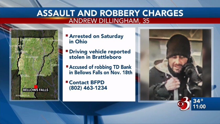 Bellows Falls Bank Robbery Suspect Arrested In Ohio