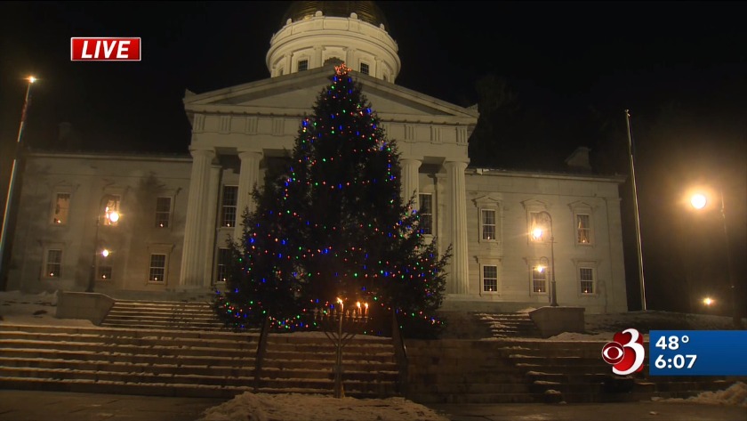 Hanukkah Menorah Lit On Statehouse Lawn